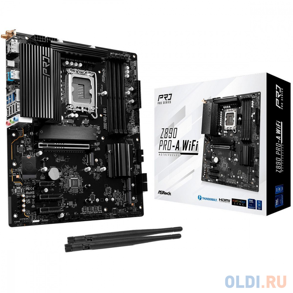 

ASROCK Z890 PRO-A WIFI, LGA1851, Z890, 4*DDR5, 4*SATA, 4*M.2, 4*USB 3.2, 4*USB 2.0, Type-C, 1*PCIx16, 2*PCIx4, 1*M.2 (Key E), HDMI+DP, ATX