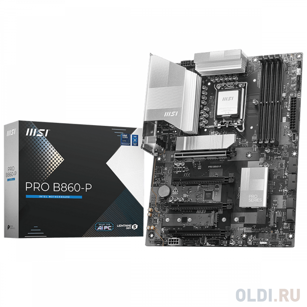 

Материнская плата MSI PRO B860-P B860, LGA1851, 4*DDR5, 4*PCIEx16, 3*M.2, 1*TypeC, 2*USB3.2Gen2, 6*USB3.2Gen1, 8*USB2.0, 4*SATA3.0, 5G, Type-C DP, DP,