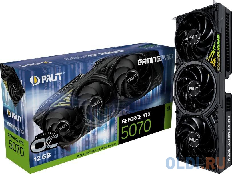 Видеокарта Palit PCI-E 5.0 RTX5070 GAMINGPRO OC NVIDIA GeForce RTX 5070 12Gb 192bit GDDR7 2325/28000 HDMIx1 DPx3 HDCP Ret - NE75070T19K9-GB2050A