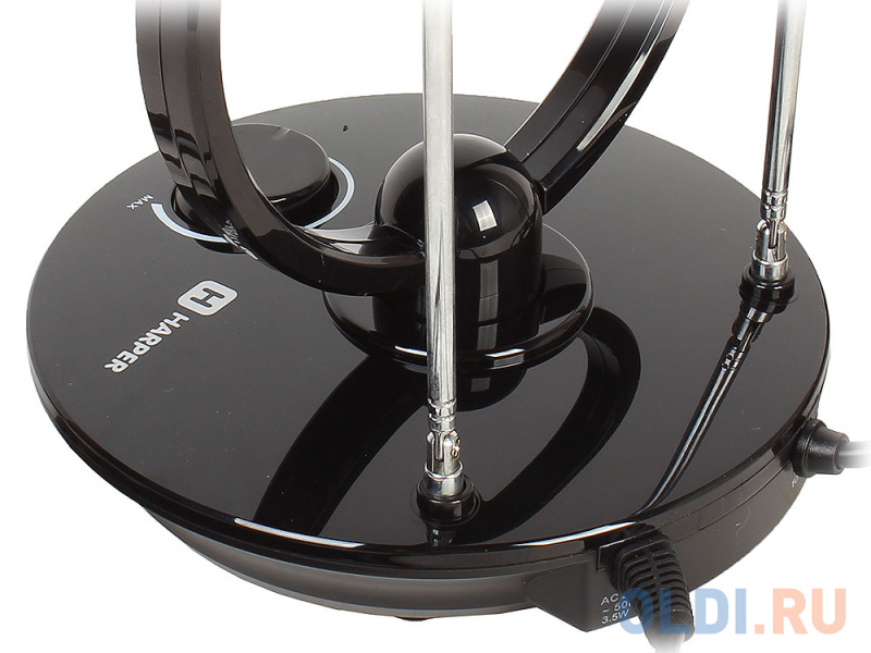 Телевизионная антенна HARPER ADVB-2969 (комнатная, активная;DVB-T2; VHF / UHF (174–230 MHz, 470-862 MHz); 25 dB; 75 ; 3 dB; 1м) фото