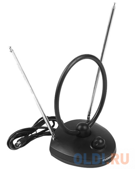

Антенна ТВ LUMAX/ комнатная пассивная, ABS-пластик, Ку до 12 дБ, RG-59 1,5 м, Чёрный