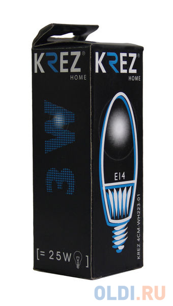 Лампа светодиодная свеча KREZ E14 3W 2700K 4CM-WH223-01 фото
