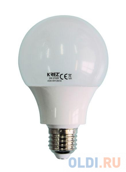 Лампа светодиодная шар KREZ E27 9W 2700K 4GM-WH126-02