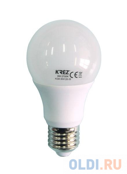 Лампа светодиодная шар KREZ E27 9W 2700K 4GM-WH126-05