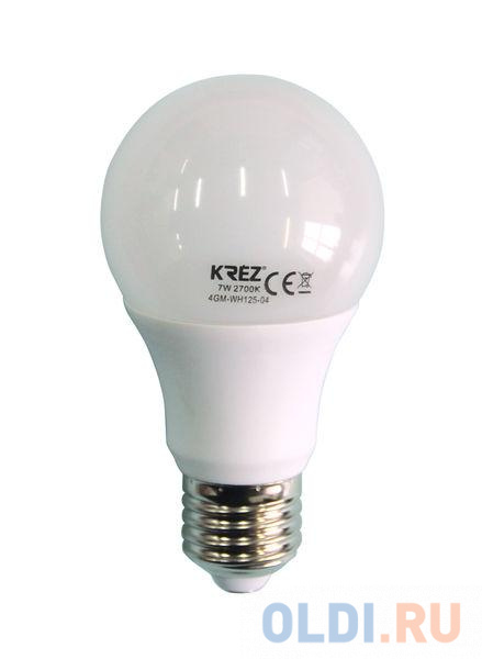 Лампа светодиодная шар KREZ E27 7W 2700K 4GM-WH125-04