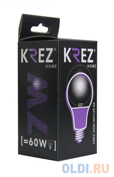 Лампа светодиодная шар KREZ E27 7W 2700K 4GM-WH125-04 фото