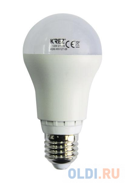 Лампа светодиодная груша KREZ E27 12W 2700K 4GM-WH127-06