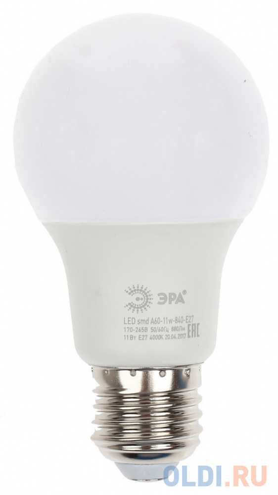 Лампа светодиодная груша Эра Эра A60-11w-827-E27 E27 11W 2700K