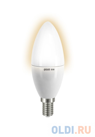 Лампа светодиодная свеча Gauss Elementary E14 6W 3000K 33116