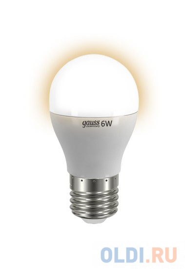 Лампа GAUSS LED Elementary Globe 6W E27 2700K Арт.LD53216 лампа светодиодная шар gauss elementary globe e27 8w 2700k 53218