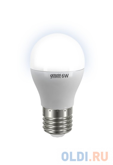 Лампа светодиодная шар Gauss Elementary E27 6W 4100K 53226 лампа светодиодная gauss 1340112 e27 g95 6 5вт