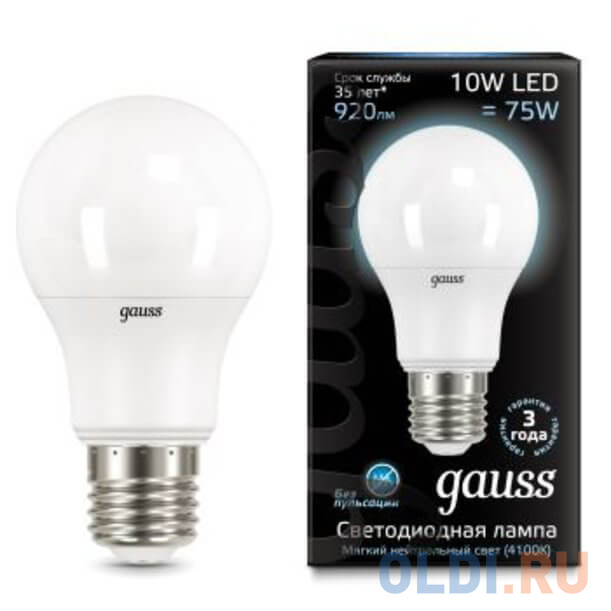 Лампа светодиодная груша Gauss 102502210 E27 10W 4100K лампа светодиодная gauss 1340112 e27 g95 6 5вт