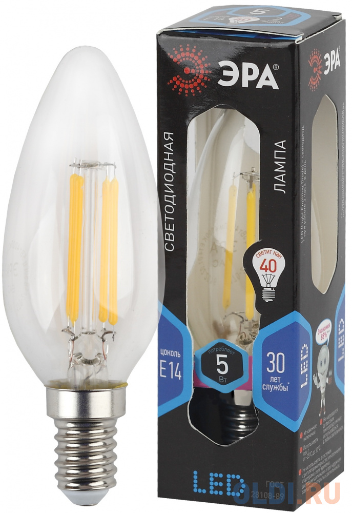 ЭРА Б0019003 Светодиодная лампа свеча F-LED B35-5w-840-E14