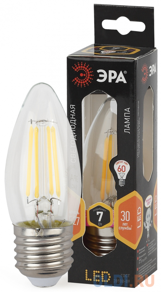 

ЭРА Б0027950 Светодиодная лампа свеча F-LED B35-7w-827-E27
