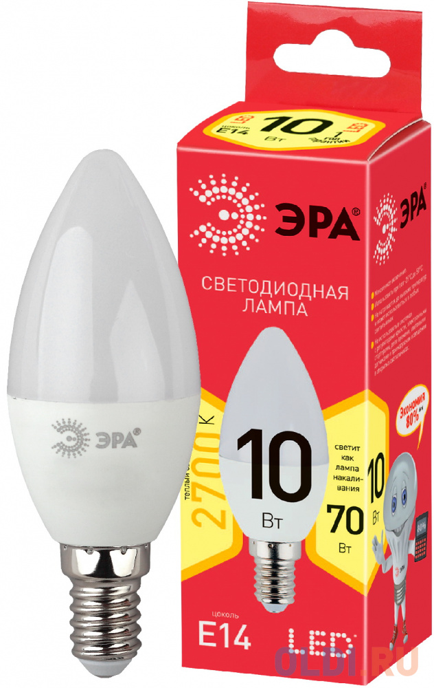 

ЭРА Б0032963 ECO LED B35-10W-840-E14 Лампа ЭРА (диод, свеча, 10Вт, нейтр, E14)