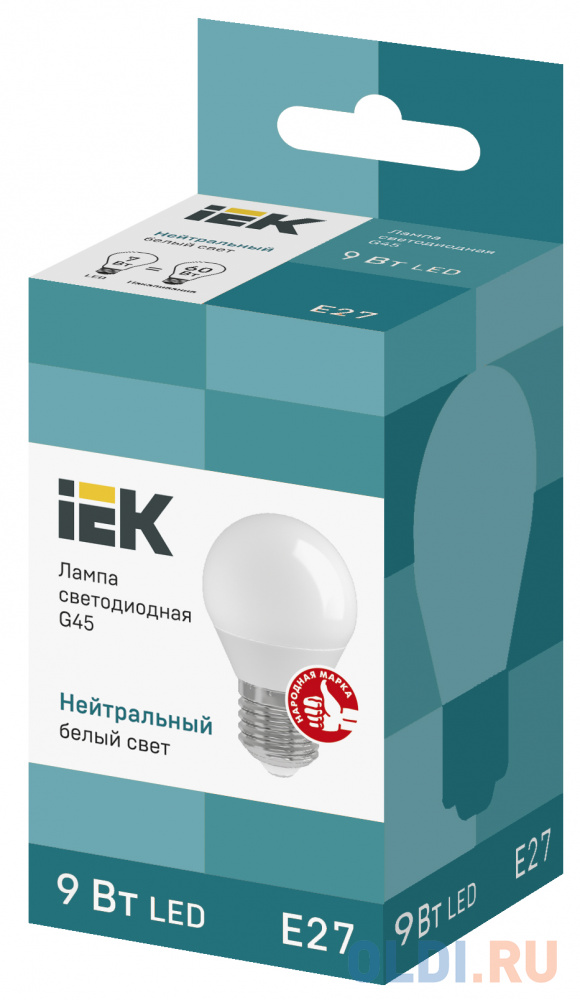 Лампа светодиодная шар IEK LLE-G45-9-230-40-E27 E27 9W 4000K от OLDI