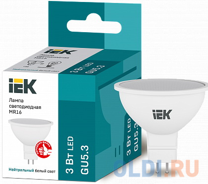 

Iek LLE-MR16-3-230-40-GU5 Лампа светодиодная ECO MR16 софит 3Вт 230В 4000К GU5.3 IEK