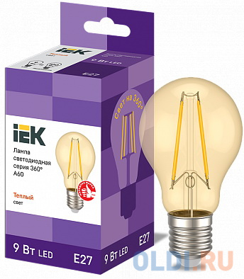 Iek LLF-A60-9-230-30-E27-CLG Лампа LED A60 шар золото 9Вт 230В 2700К E27 серия 360°