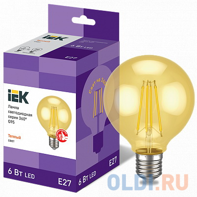 

Iek LLF-G95-6-230-30-E27-CLG Лампа LED G95 шар золото 6Вт 230В 2700К E27 серия 360°