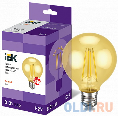 

Iek LLF-G95-8-230-30-E27-CLG Лампа LED G95 шар золото 8Вт 230В 2700К E27 серия 360°