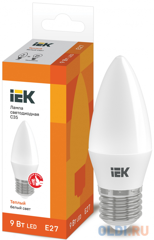 

Iek LLE-C35-9-230-30-E27 Лампа светодиодная LED C35 свеча 9Вт 230В 3000К E27