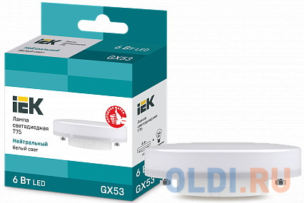 Iek LLE-T80-6-230-40-GX53 Лампа светодиодная ECO T75 таблетка 6Вт 230В 4000К GX53 IEK