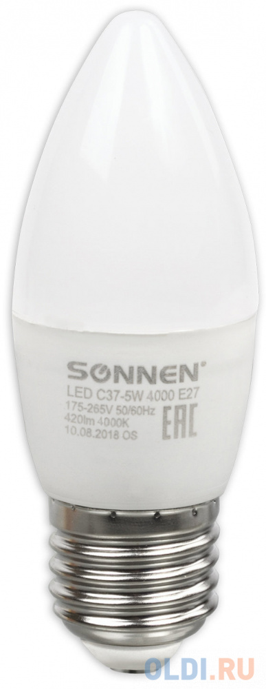 

Лампа светодиодная свеча Sonnen 453708 E27 5W 4000K