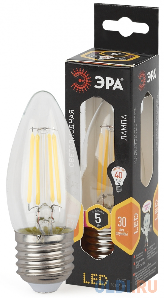 

ЭРА Б0027933 Светодиодная лампа свеча F-LED B35-5w-827-E27