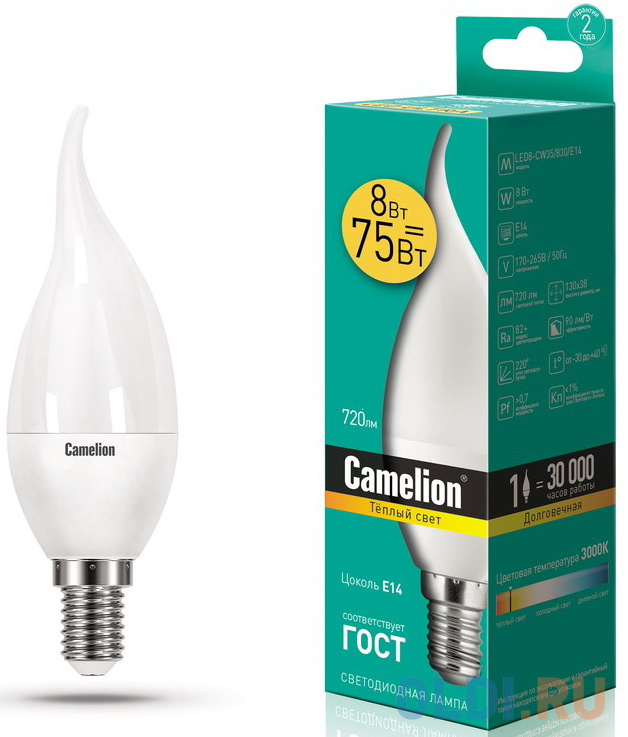 

Camelion LED8-CW35/830/E14 (Эл.лампа светодиодная 8Вт 220В) BasicPower