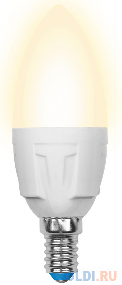 Лампа светодиодная свеча Uniel UL-00002413 E14 7W 3000K эра б0027970 светодиодная лампа свеча led smd b35 9w 840 e14
