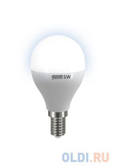 Лампа светодиодная шар Gauss Elementary E14 6W 4100K 53126