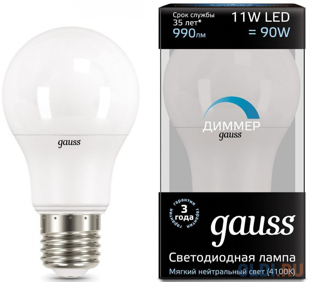Лампа светодиодная груша Gauss 102502211-D E27 11W 4100K - фото 1