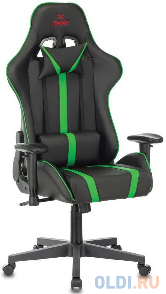 Кресло игровое Бюрократ VIKING ZOMBIE A4 GN черный/зеленый искусственная кожа - фото 1