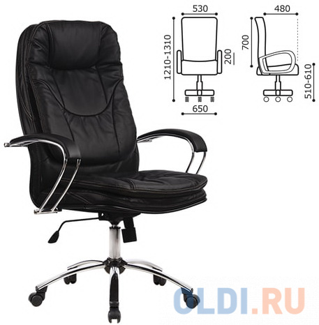 

Кресло офисное МЕТТА "LK-11CH", кожа, хром, черное
