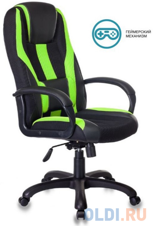 

Кресло игровое Бюрократ VIKING-9/BL+SD черный/салатовый искусст.кожа/ткань