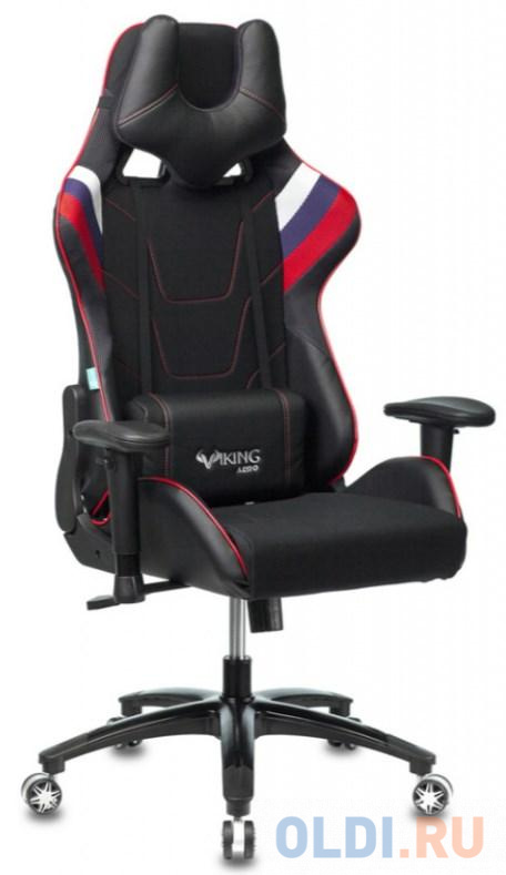 Кресло игровое Бюрократ VIKING 4 AERO RUS две подушки белый/синий/красный черный искусст.кожа/ткань кресло бюрократ ch 545 синий