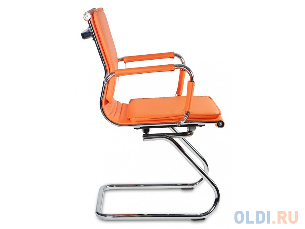 Кресло Buro CH-993-Low-V/orange низкая спинка оранжевый искусственная кожа полозья хром фото