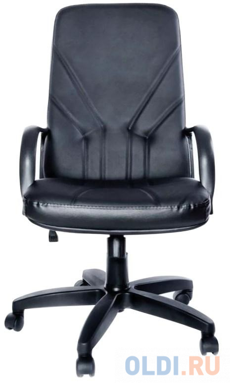 Кресло офисное "Менеджер", кожа, монолитный каркас, черное К-01 фото