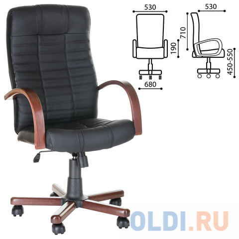 

Кресло офисное "Атлант-экстра", кожа, дерево (орех D-08), монолитный каркас, черное К-01