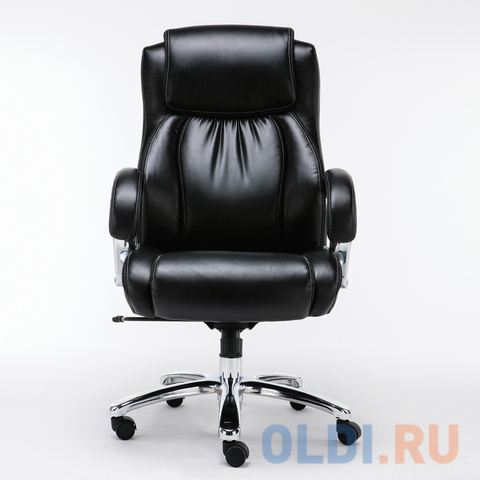 Кресло офисное BRABIX "Status HD-003", нагрузка до 250 кг, рециклированная кожа, хром, черное фото
