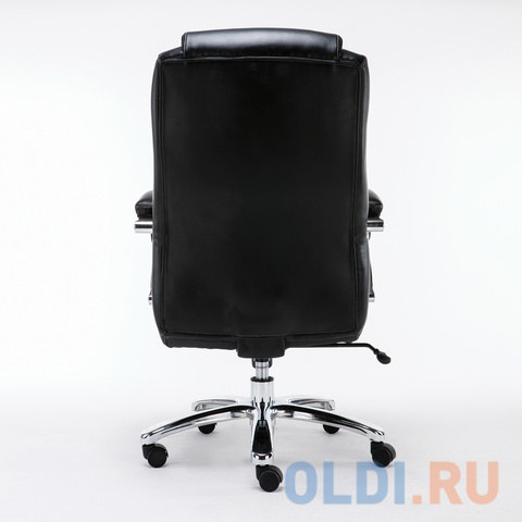 Кресло офисное BRABIX "Status HD-003", нагрузка до 250 кг, рециклированная кожа, хром, черное фото
