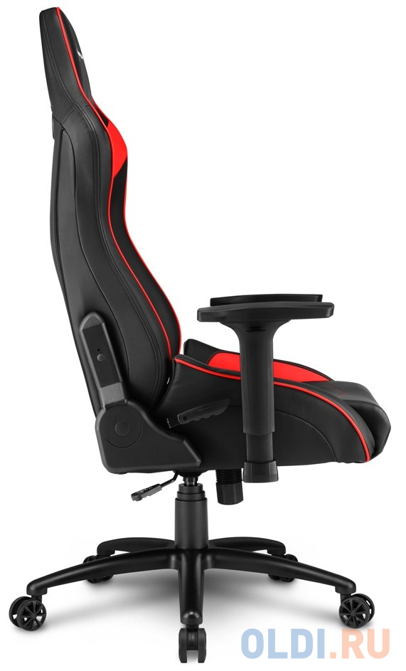 Игровое кресло Sharkoon Elbrus 3 чёрно-красное (синтетическая кожа, регулируемый угол наклона, механизм качания) фото