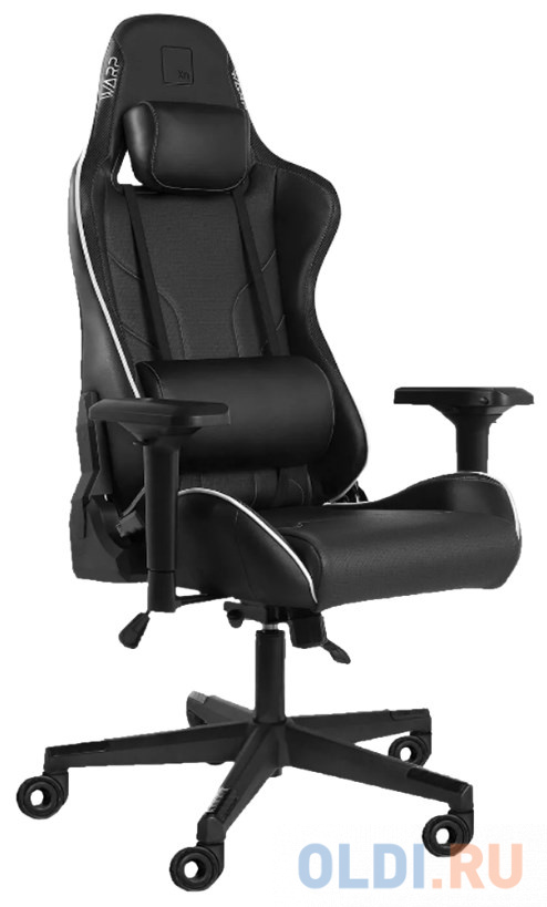 Игровое кресло WARP Xn чёрное (карбон, экокожа, алькантара, регулируемый угол наклона, механизм качания) подставка для ног brauberg офисная 43 5х33 см регулируемый угол наклона черная 531488