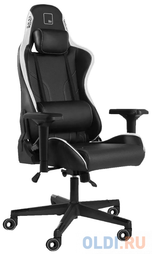 Игровое кресло WARP Xn чёрно-белое (экокожа, алькантара, регулируемый угол наклона, механизм качания) подставка для ног brauberg офисная 43 5х33 см регулируемый угол наклона черная 531488