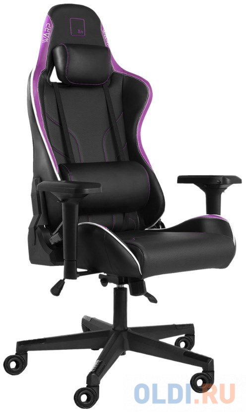 Игровое кресло WARP Xn чёрно-фиолетовое (экокожа, алькантара, регулируемый угол наклона, механизм качания)
