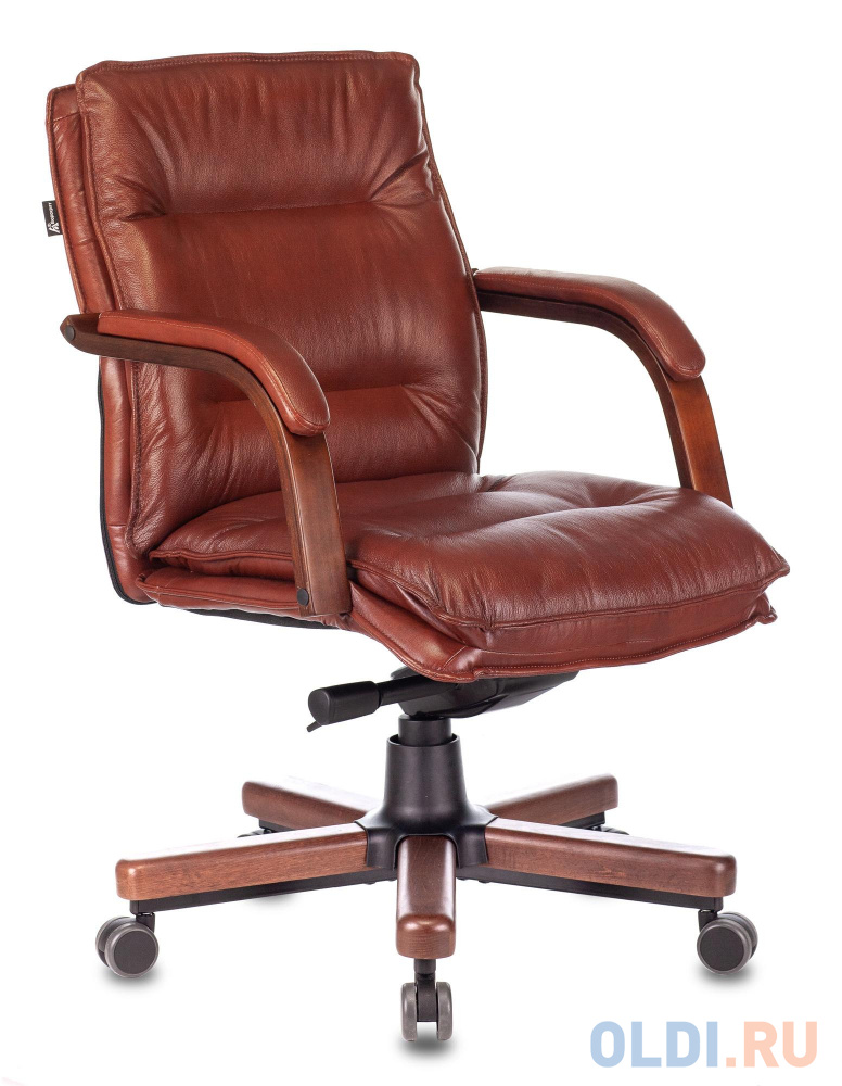 Кресло руководителя Бюрократ T-9927WALNUT-LOW светло-коричневый Leather Eichel кожа низк.спин. крестовина металл/дерево 
