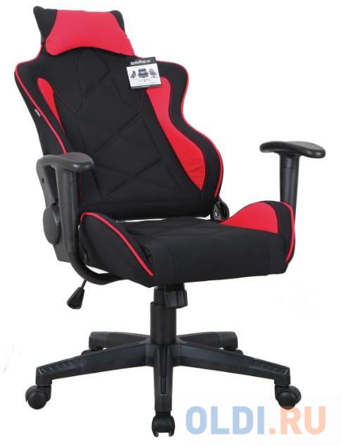 Кресло компьютерное BRABIX "GT Racer GM-101", подушка, ткань, черное/красное, 531820 фото
