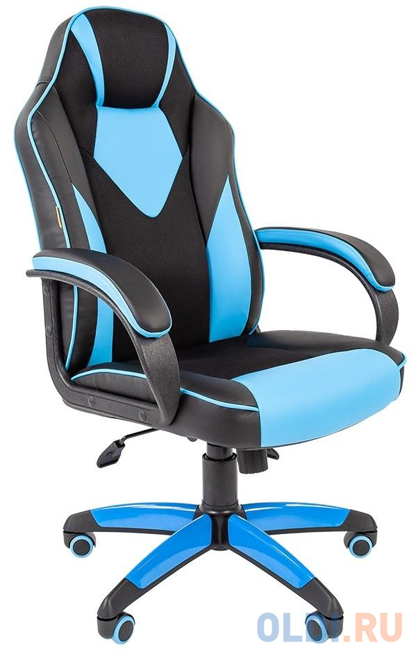 Кресло офисное Chairman GAME 17 (7024559) чёрный голубой delfin dekorativnyy s podsvetkoy ot solnechnyh batarey game 3500