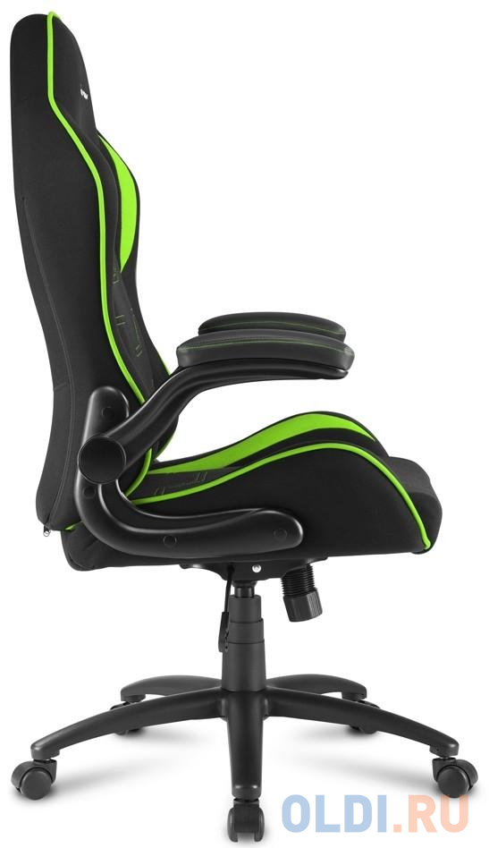 Игровое кресло Sharkoon Elbrus 1 чёрно-зелёное (ткань, регулируемый угол наклона, механизм качания), цвет черный/зеленый, размер 126.5х62х62 см - фото 4