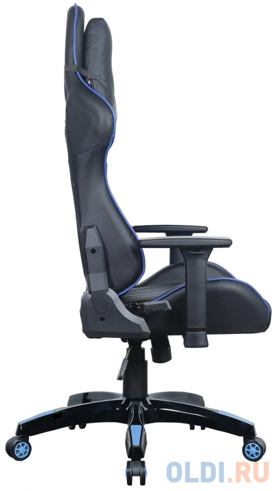 Кресло компьютерное BRABIX "GT Carbon GM-120", две подушки, экокожа, черное/синее, 531930 фото